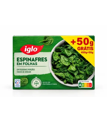 ESPINAFRE EM FOLHA 500GR CX8