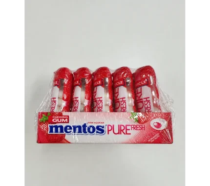 MENTOS GUM POCKET BOTTLE MORANGO 10X30 REF.1678703