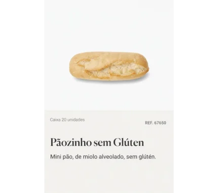 PÃOZINHO SEM GLUTEN 50 GR CXA 20 REF. 67650